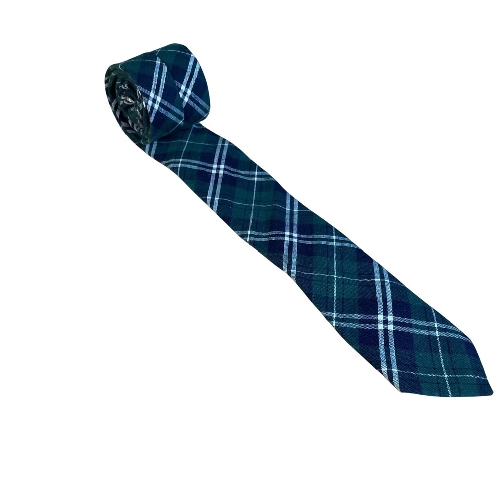 TOPMAN Mens Plaid‎ Necktie Green Navy White Classic Pattern Formal Accessory